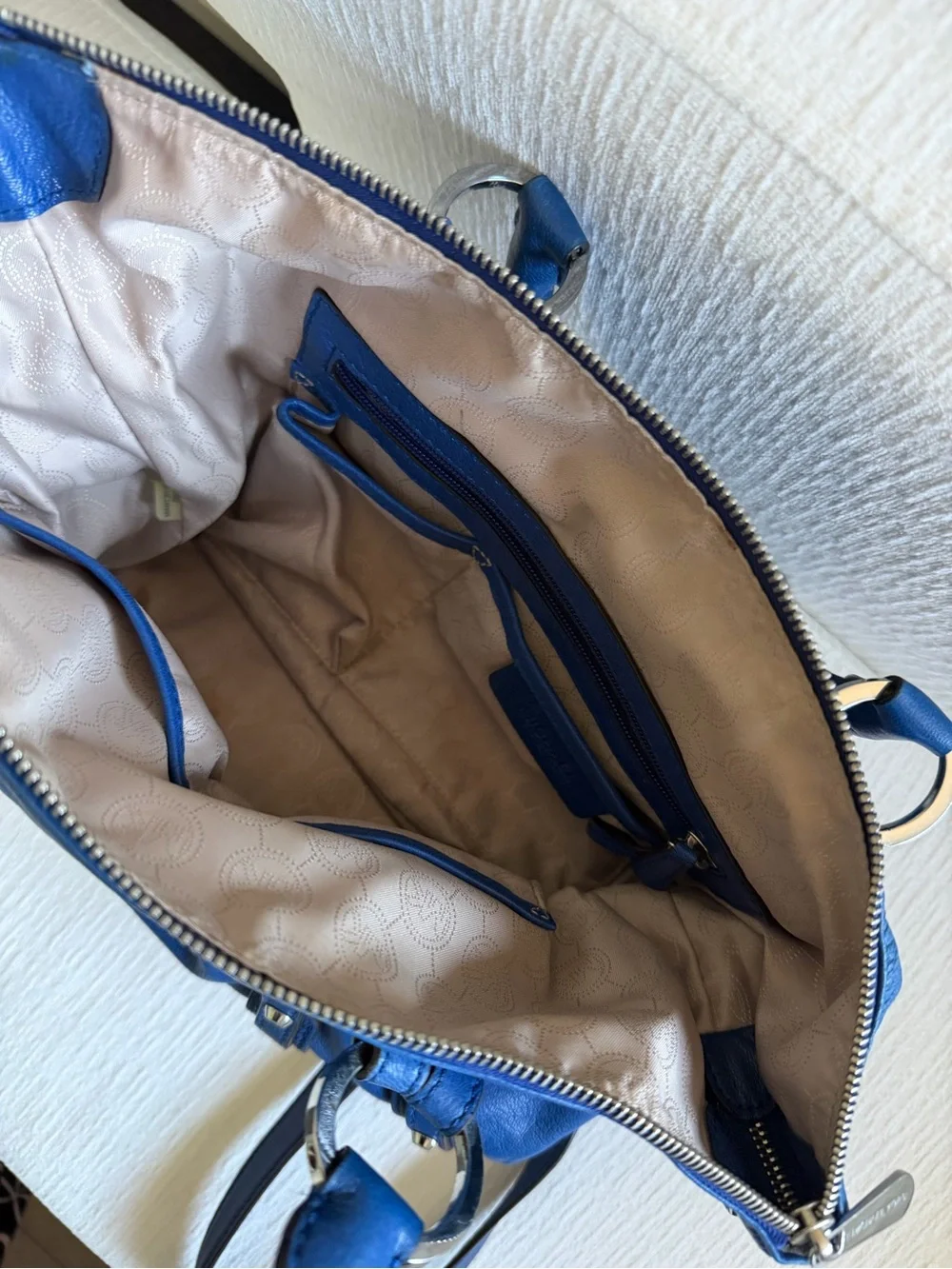 Michael Kors Cobalt Blue Leather Satchel with Chain Strap